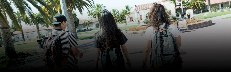 Three LBCC students walking away.