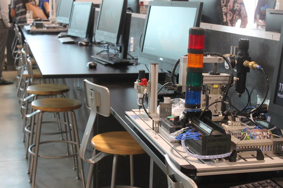 A workstation inside a machine shop in the Electrical Technology building.