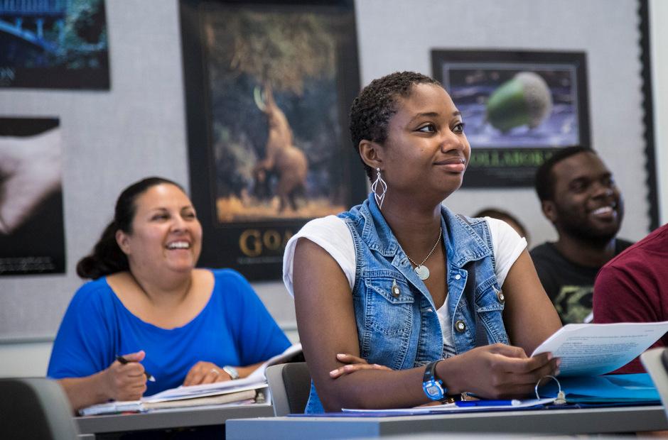 Black students in class.