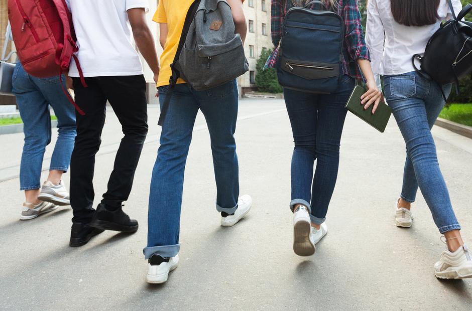 Students walking away.