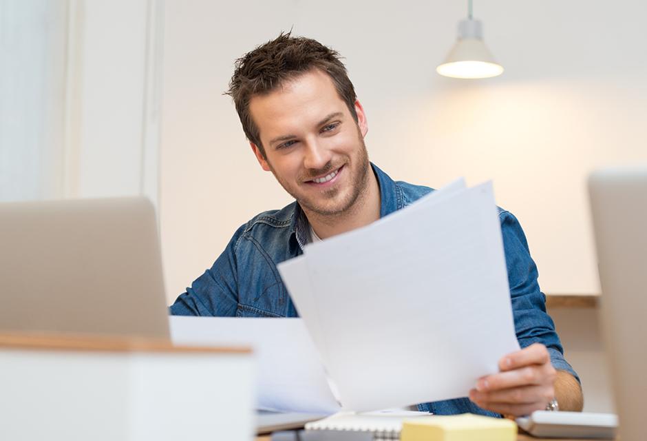 Businessman checking document