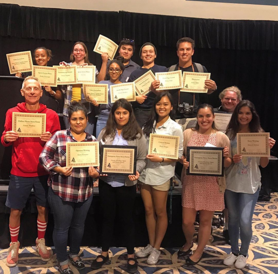 a group picture with all the LBCC students who won Journalism awards.