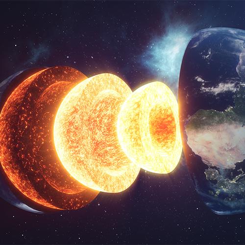 Structure core Earth. Structure layers of the earth. The structure of the earth's crust. Earth cross section in space view. Elements of this image furnished by NASA. 3D rendering